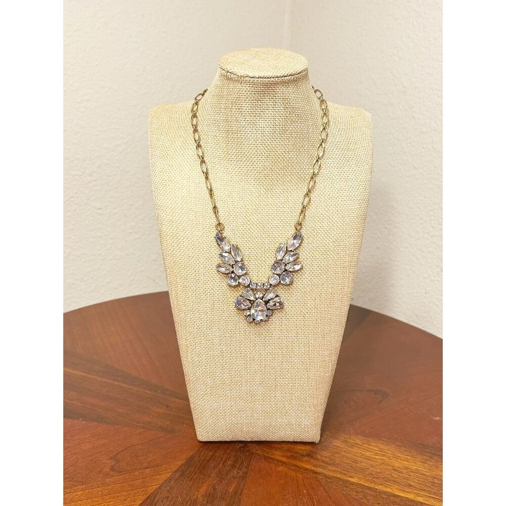 Vintage J.Crew Faceted Crystal Wing Statement Necklace
